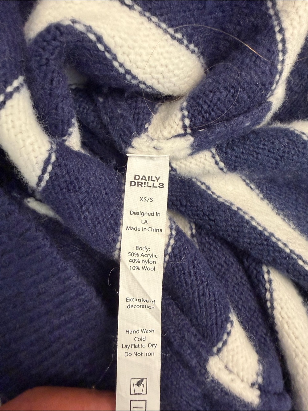 Daily Drills Navy and White Striped Button-Up Cardigan - Picture 5 of 13